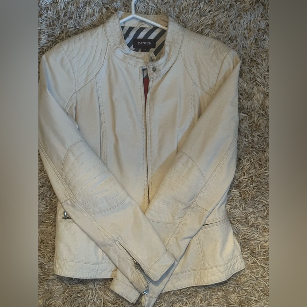 Cream 100% genuine leather Danier jacket.